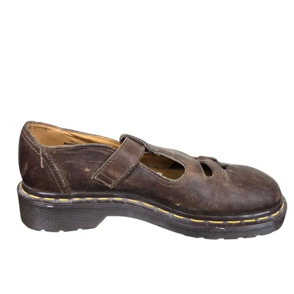 VTG Dr Doc Martens 8062 Mary Jane Brown Leather Shoes England Women's US 4 90s